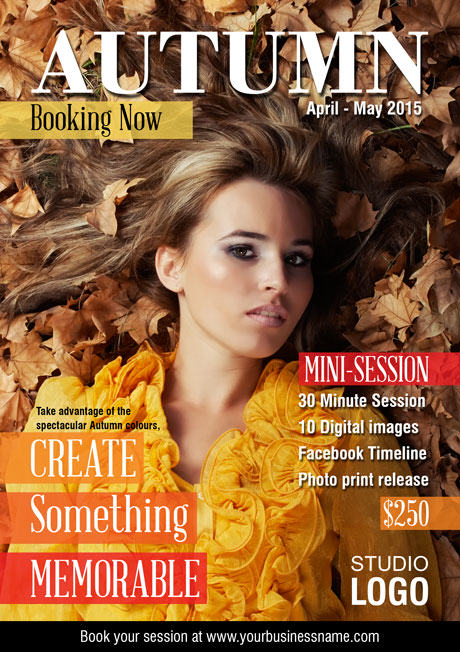 Magazine Style Autumn Mini Session Flyer - Acacia Lane